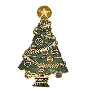 Vintage 1979 70s SWIB Christmas Tree 1.5" Lapel Hat Pin Tie Tack